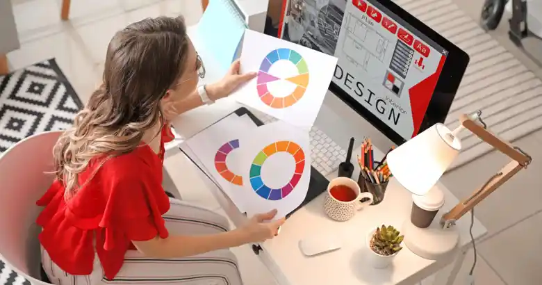 Interior Designer finalising colour palette for project