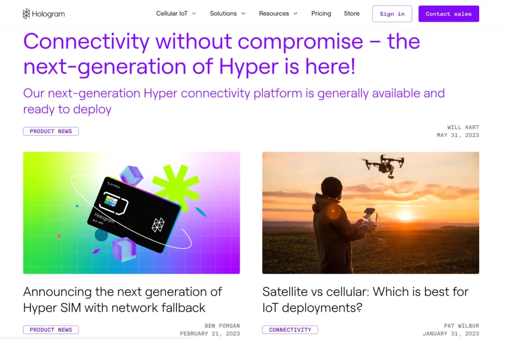 Examples of typography for websites- Hologram's homepage Examples of typography for websites- Hologram's homepage