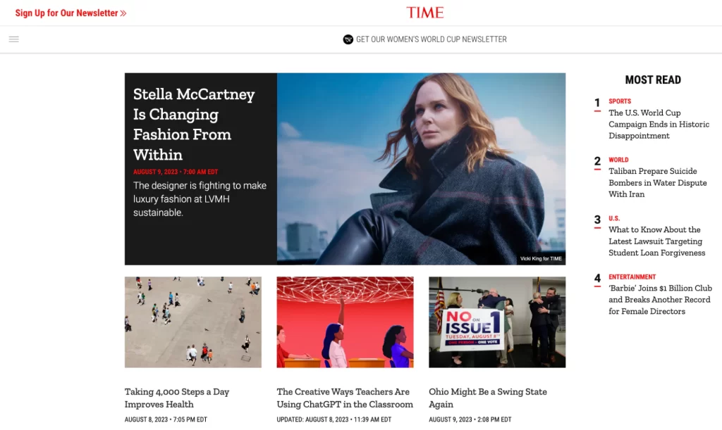 Screenshot of TIME Magazine's online version highlighting usage of different typefaces
Screenshot of TIME Magazine's online version highlighting usage of different typefaces