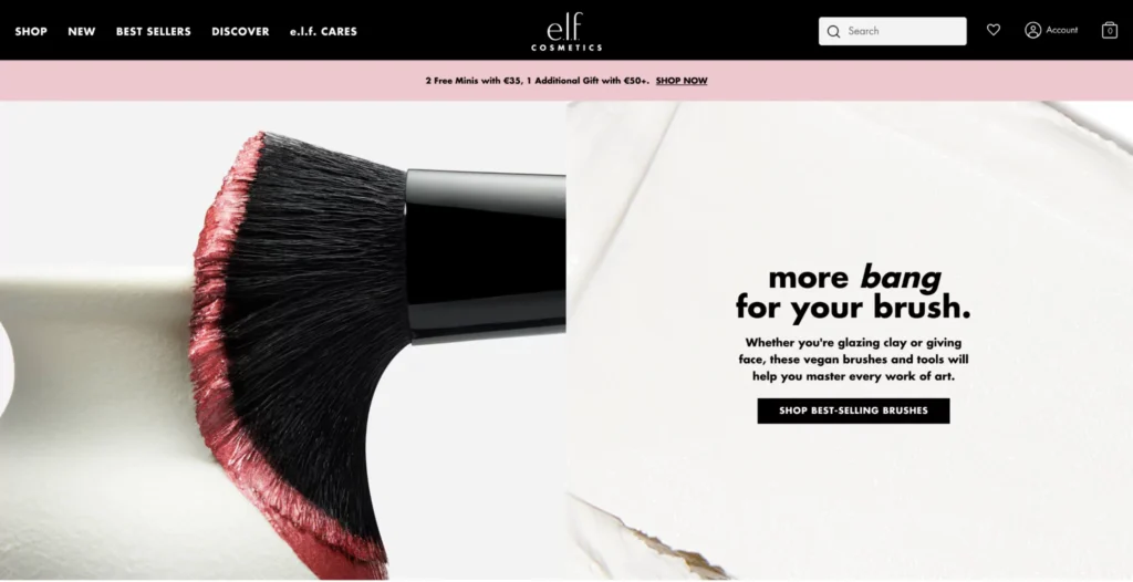Example of typography on a website homepage
