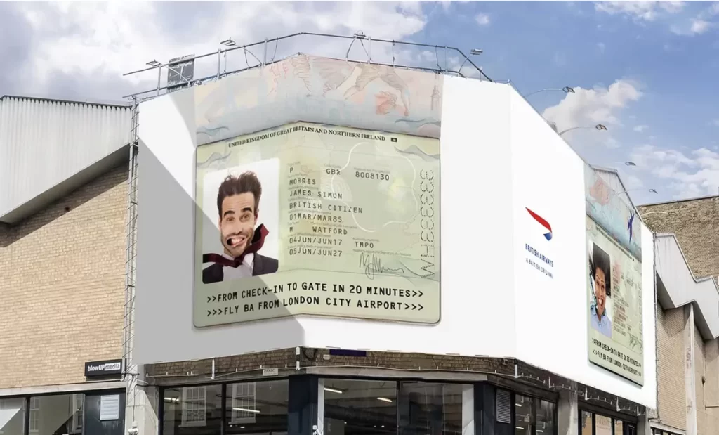 Example of typography used in advertising-billboard ad campaign by British Airways Example of typography used in advertising-billboard ad campaign by British Airways