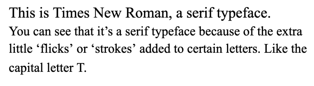 Times New Roman - A serif typeface.