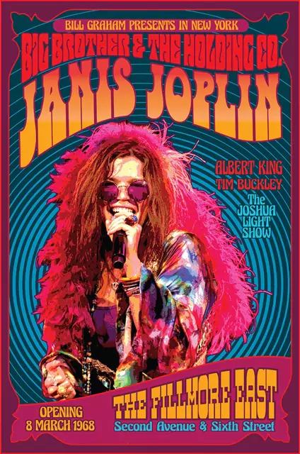 Bold 70's-style font on a Janis Joplin poster
Bold 70's-style font on a Janis Joplin poster