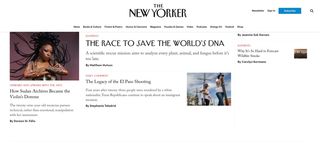 Webpage of the magazine The New Yorker Webpage of the magazine The New Yorker
