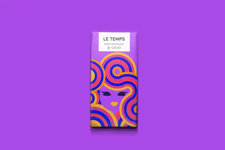 Le Temps Dark Chocolate Graphic Design Illustration in purple
