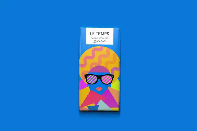 Le Temps Dark Chocolate Graphic Design Illustration in blue