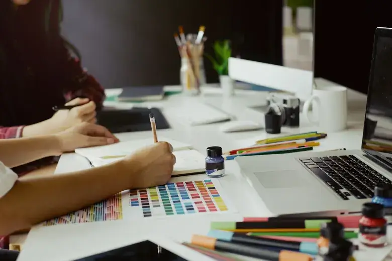 visual designers finalising the colour palette