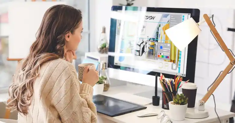 Interior designer working on a laptop