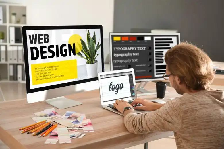 Graphic designer working on a logo design. Graphic designer working on a logo design.