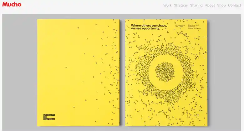 Typographic illustration on the front page of Mucho's annual report