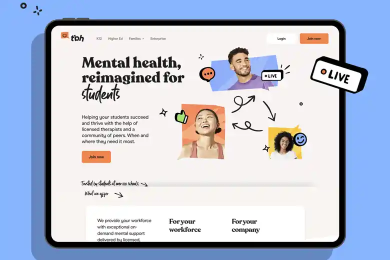 Student mental health support website interface
