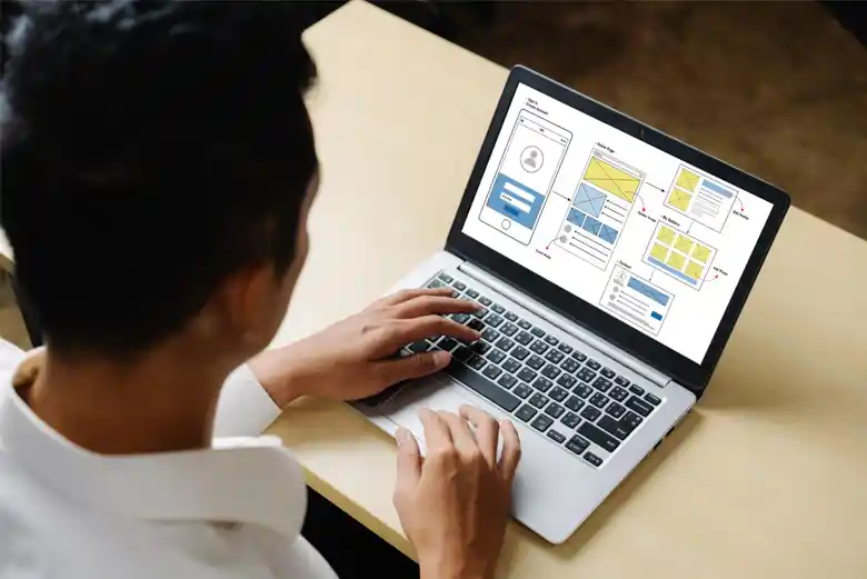 UX designer working on application functionality.