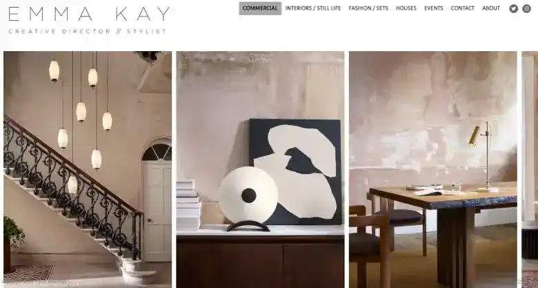 Homepage of designer Emma Kay's interior design portfolio website Homepage of designer Emma Kay's interior design portfolio website