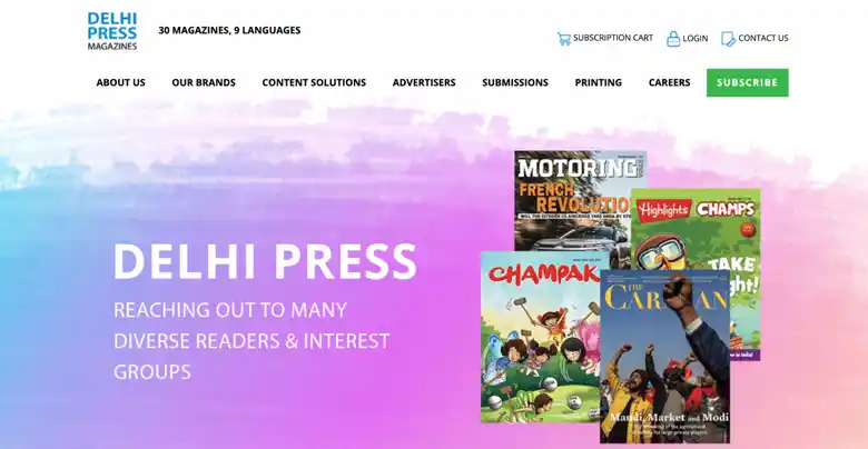 Website Page of Magazine Publisher Delhi Press Website Page of Magazine Publisher Delhi Press