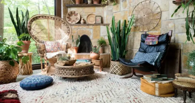 Example of a room styled in the Bohemian  interior design format
