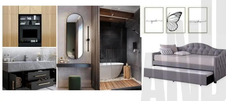 Minimalist mood board for the Teniya family interior project by AND Academy student Aditi Sharma
