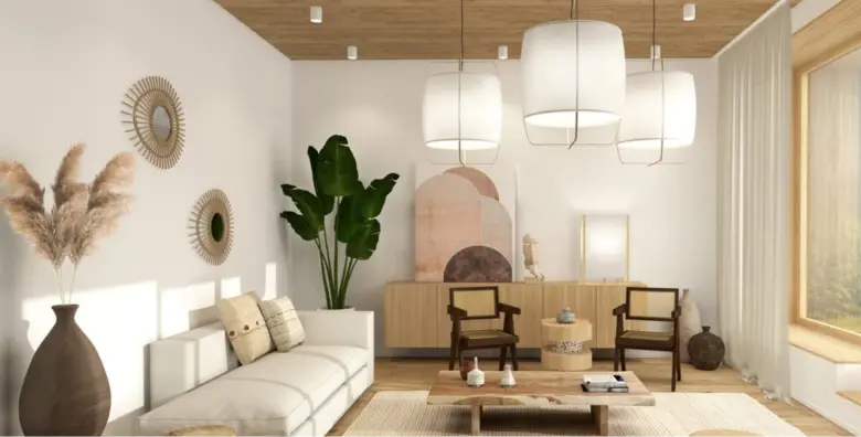 Living room decor modeled on the Mediterranean-style of interior design
