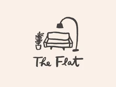 Logo of The Flat as an example of hand-drawn logo Logo of The Flat as an example of hand-drawn logo
