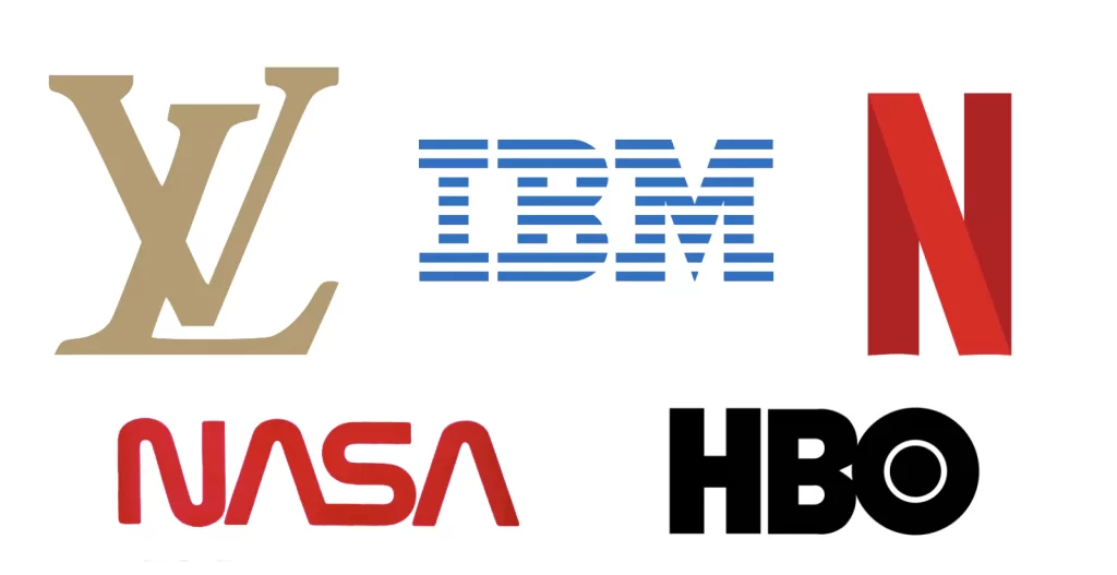 Logos of Louis Vuitton, IBM, Netflix, NASA and HBO as examples of lettermark logos. Logos of Louis Vuitton, IBM, Netflix, NASA and HBO as examples of lettermark logos.
