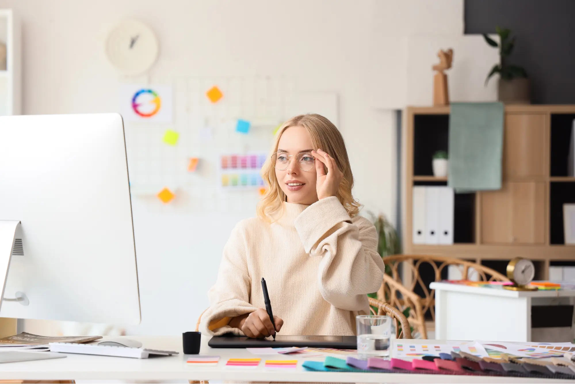 Interior designer working on a laptop