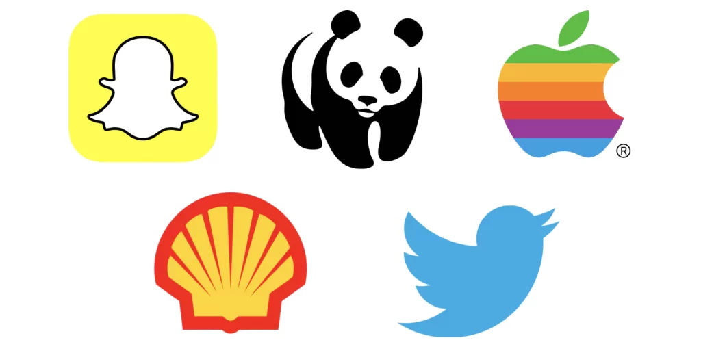 Pictorial mark logo design examples- Snapchat, WWF, Apple, Shell, and Twitter
Pictorial mark logo design examples- Snapchat, WWF, Apple, Shell, and Twitter