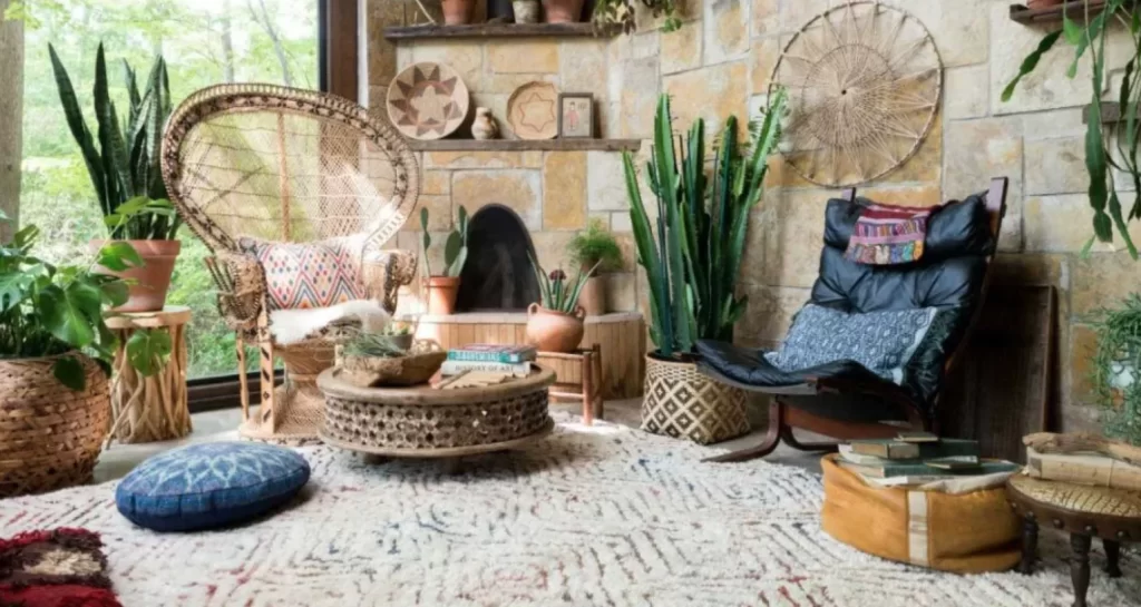 Example of a room styled in the Bohemian  interior design format
