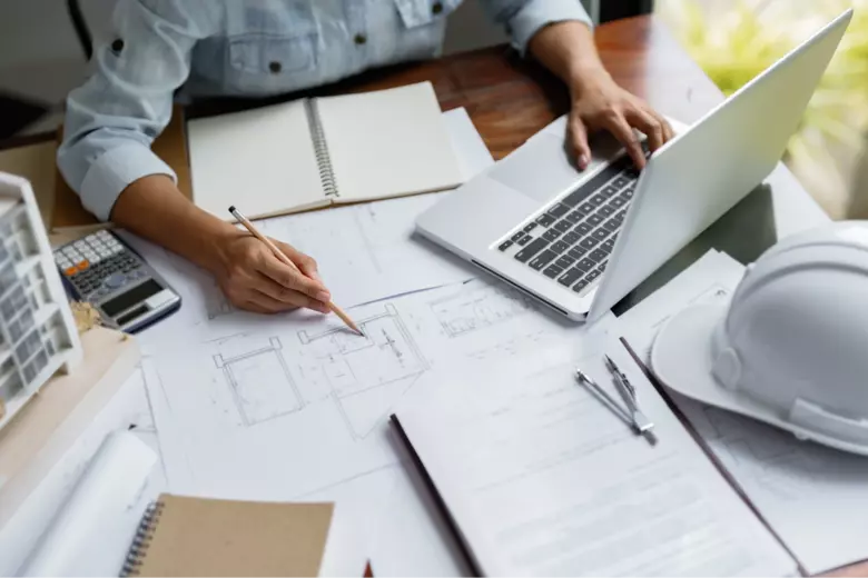 Residential designer creating a floor plan Residential designer creating a floor plan