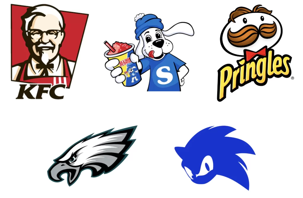 Example of mascot logo design- KFC, Slush Puppie, Pringles, Eagles Sports Team, SONIC Example of mascot logo design- KFC, Slush Puppie, Pringles, Eagles Sports Team, SONIC