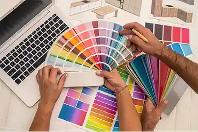 Designers deciding the colour scheme for a project.