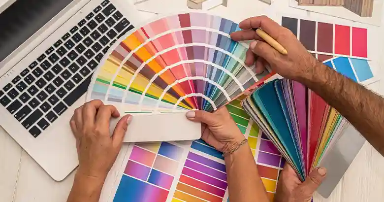 Designers deciding the colour scheme for a project.