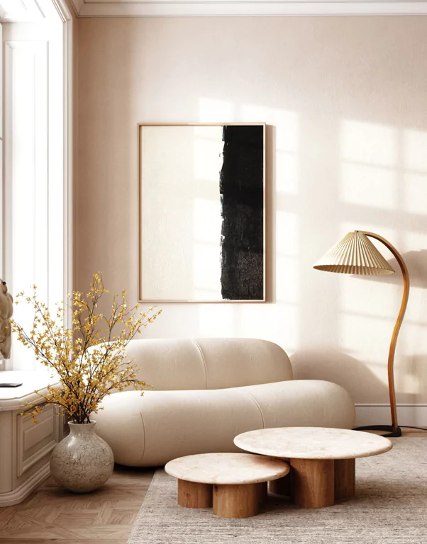 Combining neutral-toned materials to give the illusion of more space and light
