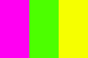 Split-complementary colour schemes with magenta, green and yellow