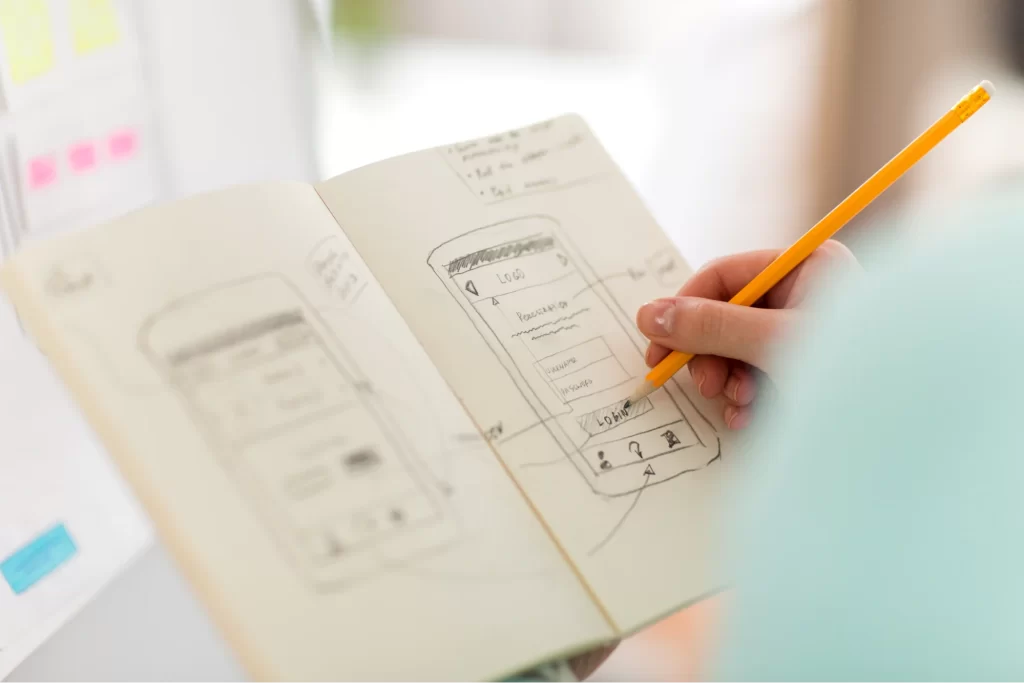 Rough wireframe sketch created by a UI designer
Rough wireframe sketch created by a UI designer
