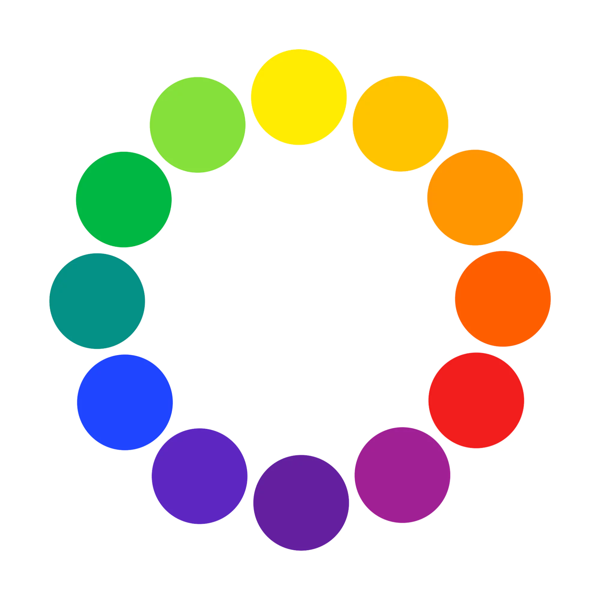 Simple colour wheel with 3 primary, 3 secondary, and 3 tertiary colours