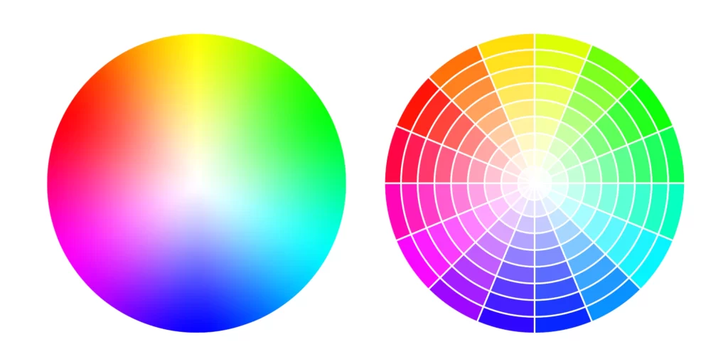 An example of a colour wheel with shade distinctions