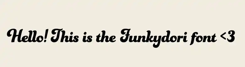 Example of Funkydori font designed by Laura Worthington Example of Funkydori font designed by Laura Worthington