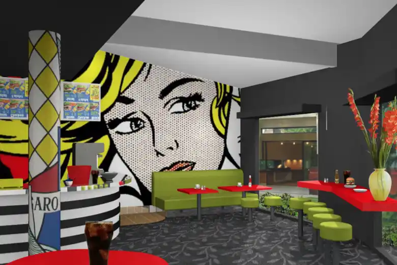 A cafe with pop art elements A cafe with pop art elements