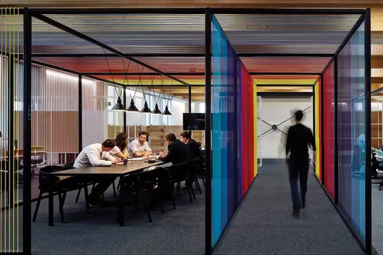 Sky Central's modern corporate office design with an uncluttered aesthetic Sky Central's modern corporate office design with an uncluttered aesthetic