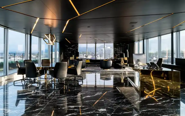 1950s inspired high rise real estate office design
1950s inspired high rise real estate office design