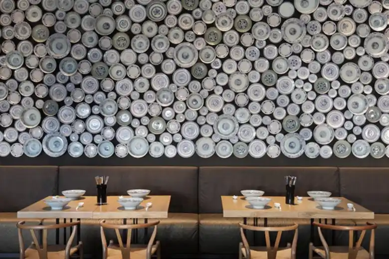 A cafe with accent walls A cafe with accent walls