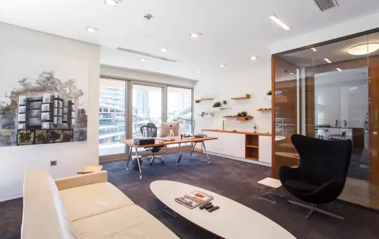 Real estate office design in a pure and modern aesthetic Real estate office design in a pure and modern aesthetic