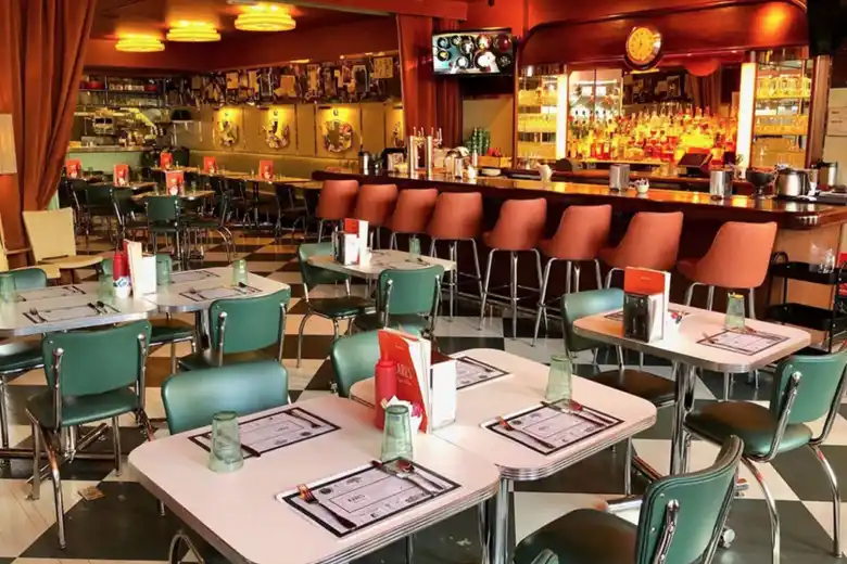 A cafe with a vintage interior design theme
A cafe with a vintage interior design theme