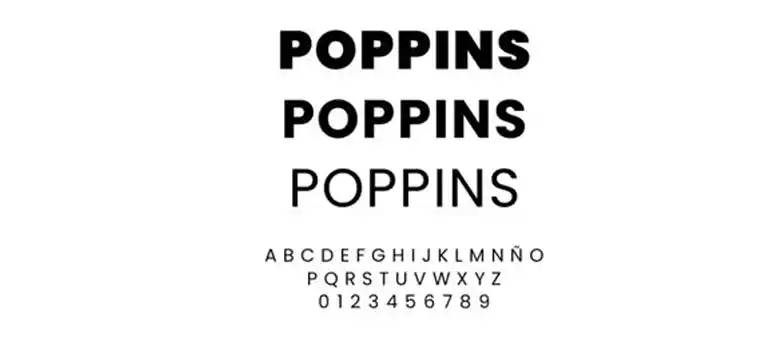 sans serif font Poppins and how it appears in uppercase and numerals
sans serif font Poppins and how it appears in uppercase and numerals
