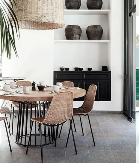 A home interior design with wowen fabrics, rugs, baskets, furniture
A home interior design with wowen fabrics, rugs, baskets, furniture