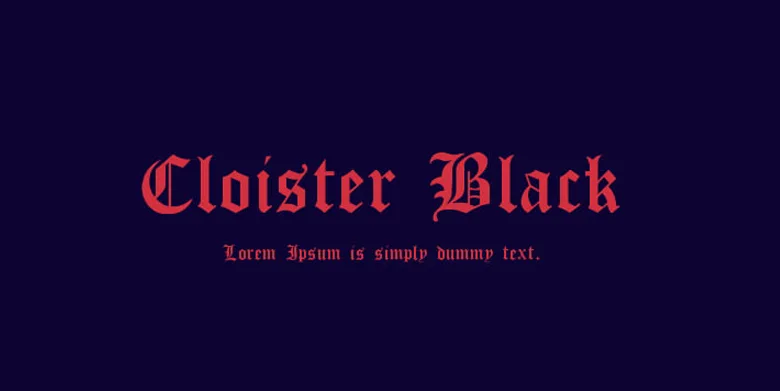 Cloister Black designed by Dieter Steffmann as an example of Gothic calligraphy font Cloister Black designed by Dieter Steffmann as an example of Gothic calligraphy font
