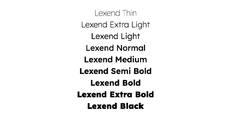 Lexend typeface in multiple styles
Lexend typeface in multiple styles