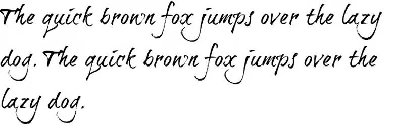 A sentence written in Brishtip Travis as an example of brush calligraphy.
A sentence written in Brishtip Travis as an example of brush calligraphy.
