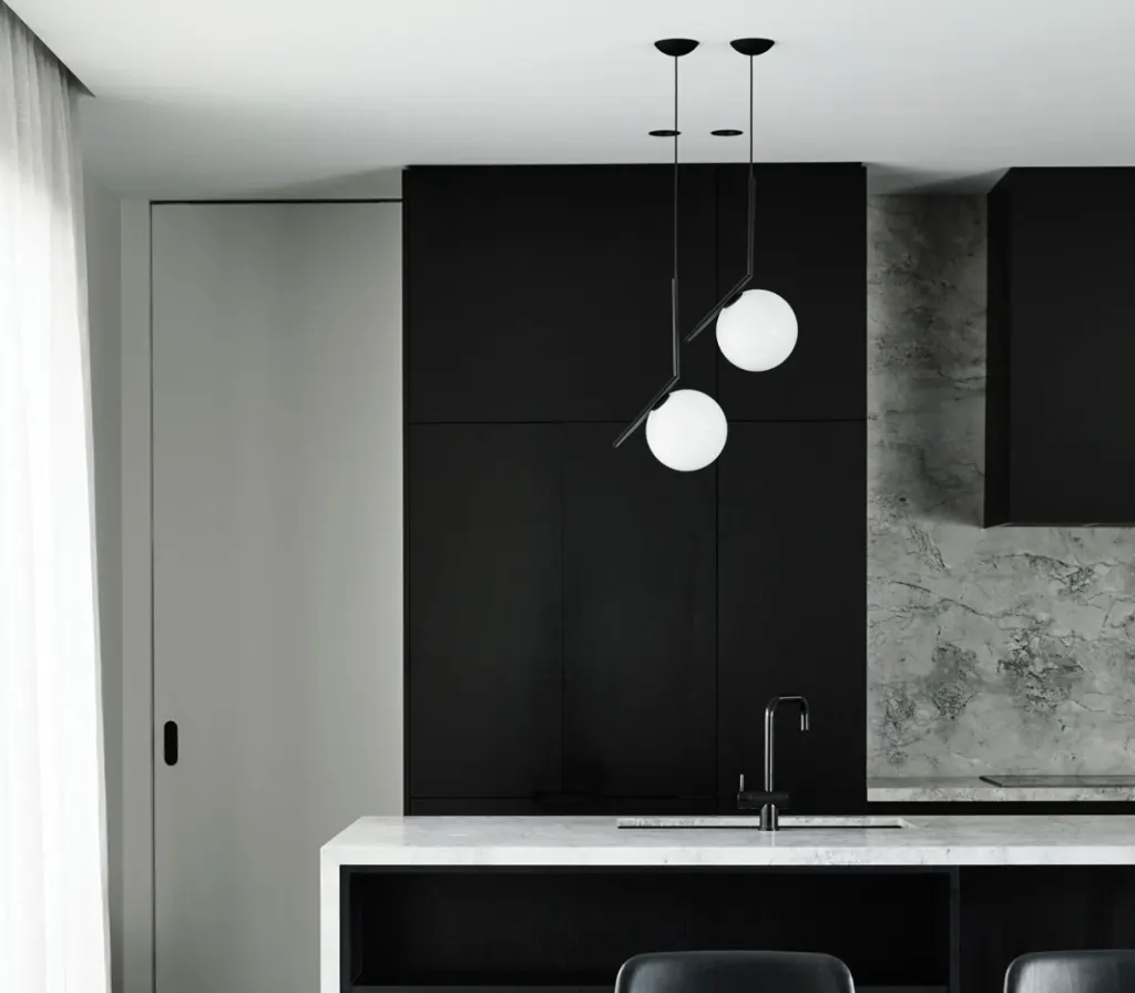 An interior space designed with a contrasting lights An interior space designed with a contrasting lights