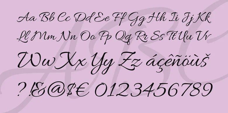 Alphabets and numbers written in Allura Regular font Alphabets and numbers written in Allura Regular font