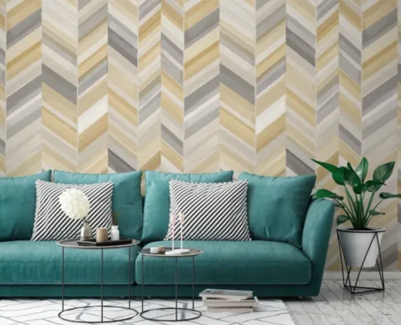 A home interior design using geometric shapes A home interior design using geometric shapes